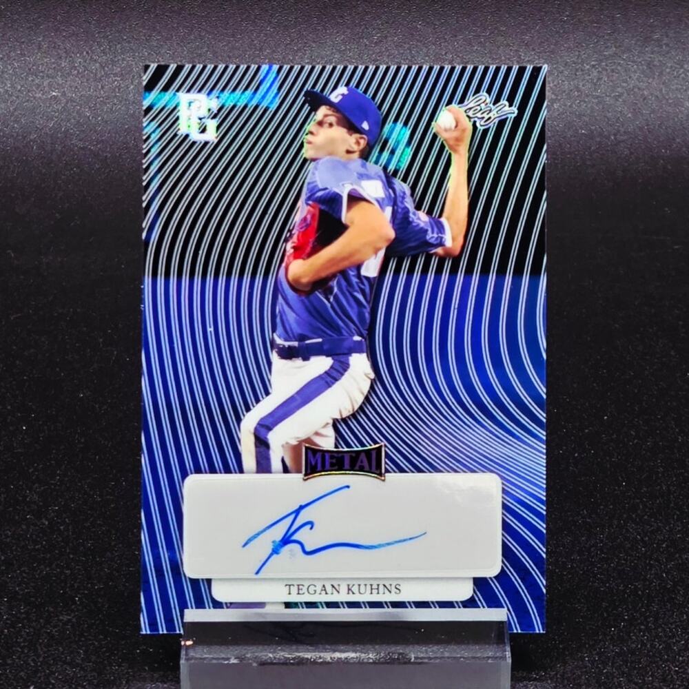Tegan Kuhns Auto Blue Leaf Metal, 2026 #24 Baseball Prospect
